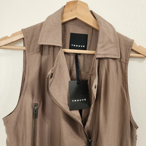 TROUVE Brown Sleeveless Zip-Up Vest Size XS NWT - Picture 6 of 9